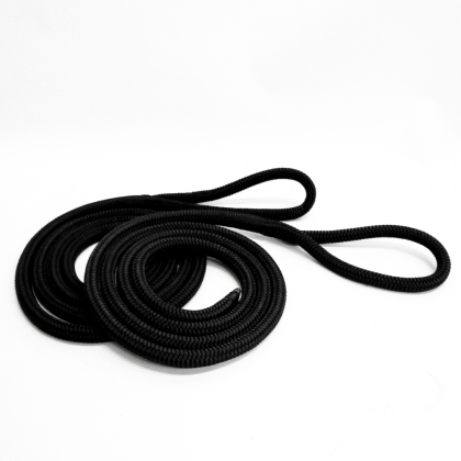Black braided mooring lines available for a Tender Boom configuration