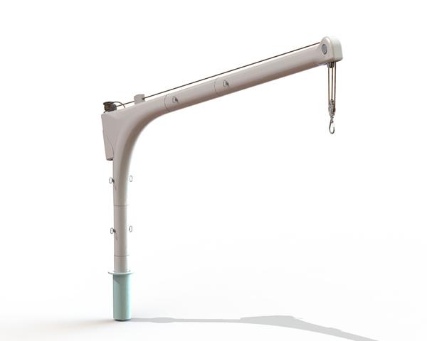 White custom yacht davit manufactured by C-Quip