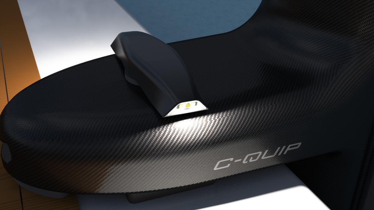 Integrated light fitted to a custom C-Quip carbon fibre tender fender