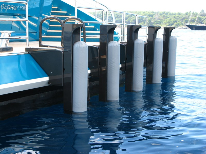 Custom C-Quip tender management equipment installed aboard a yacht