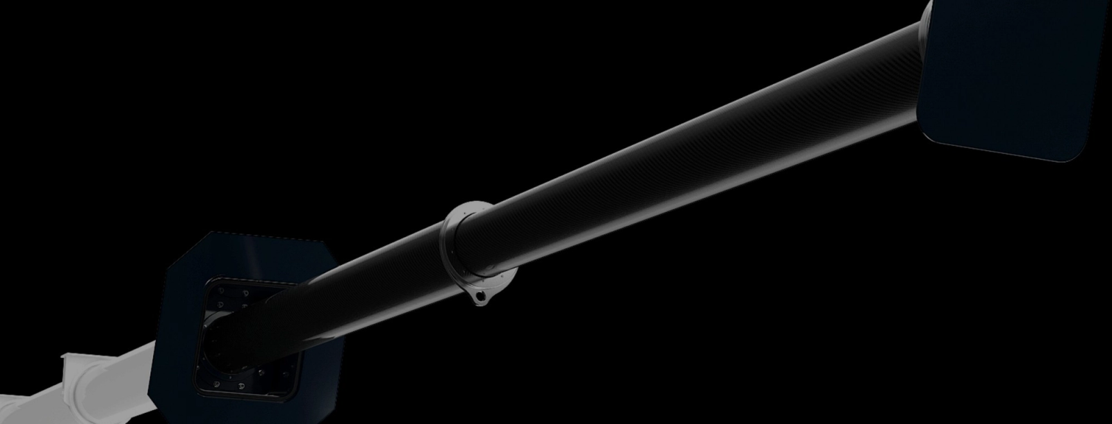 C-Quip carbon fibre Tender Boom shown fully extended with its hull housing