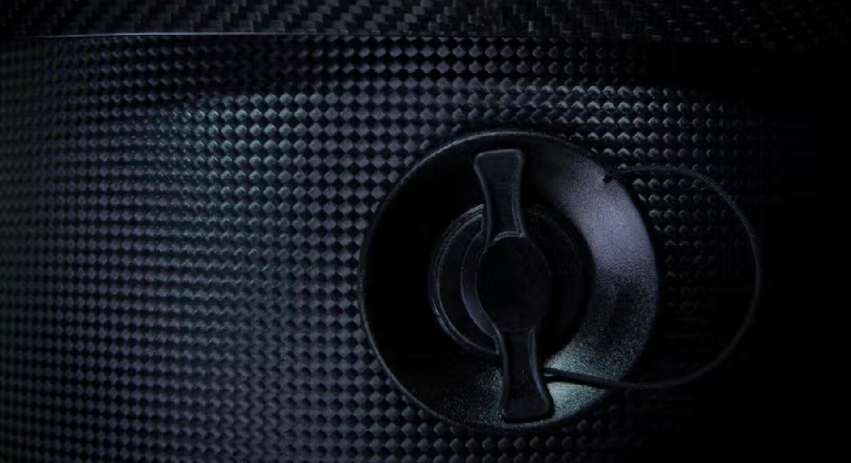 Detail of the inflation valve set into the neoprene cover of a C-Quip tender fender