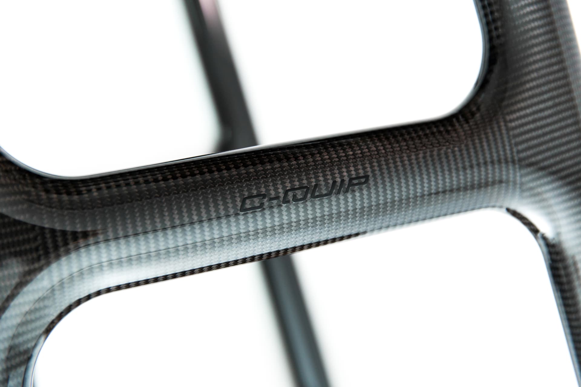 Close-up of the pre-preg carbon fibre weave and C-Quip marking on a swim ladder frame