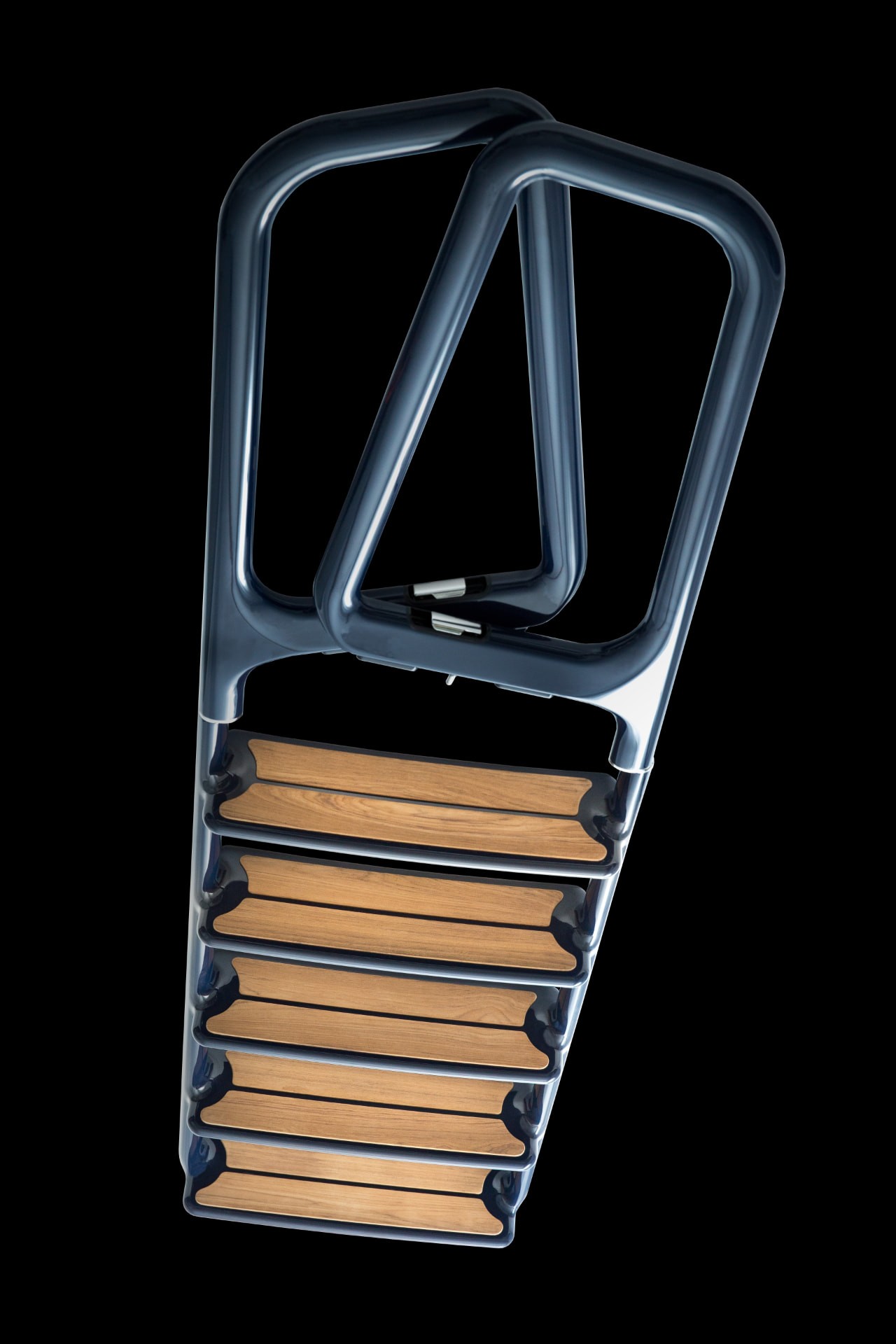 C-Quip swim ladder with its handrails folded inward for compact stowage